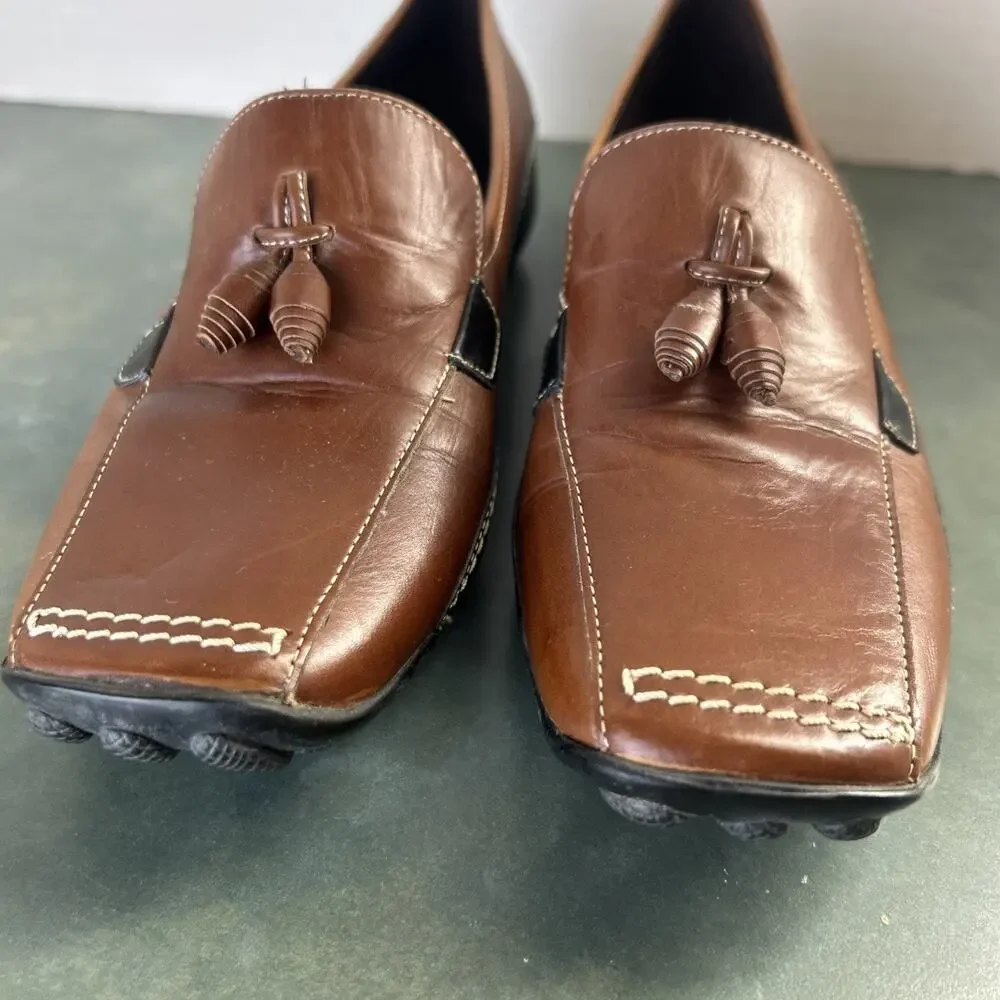 Sesto Meucci Italy Leather Tassel Driving Loafers Womens Size 5 Vintage